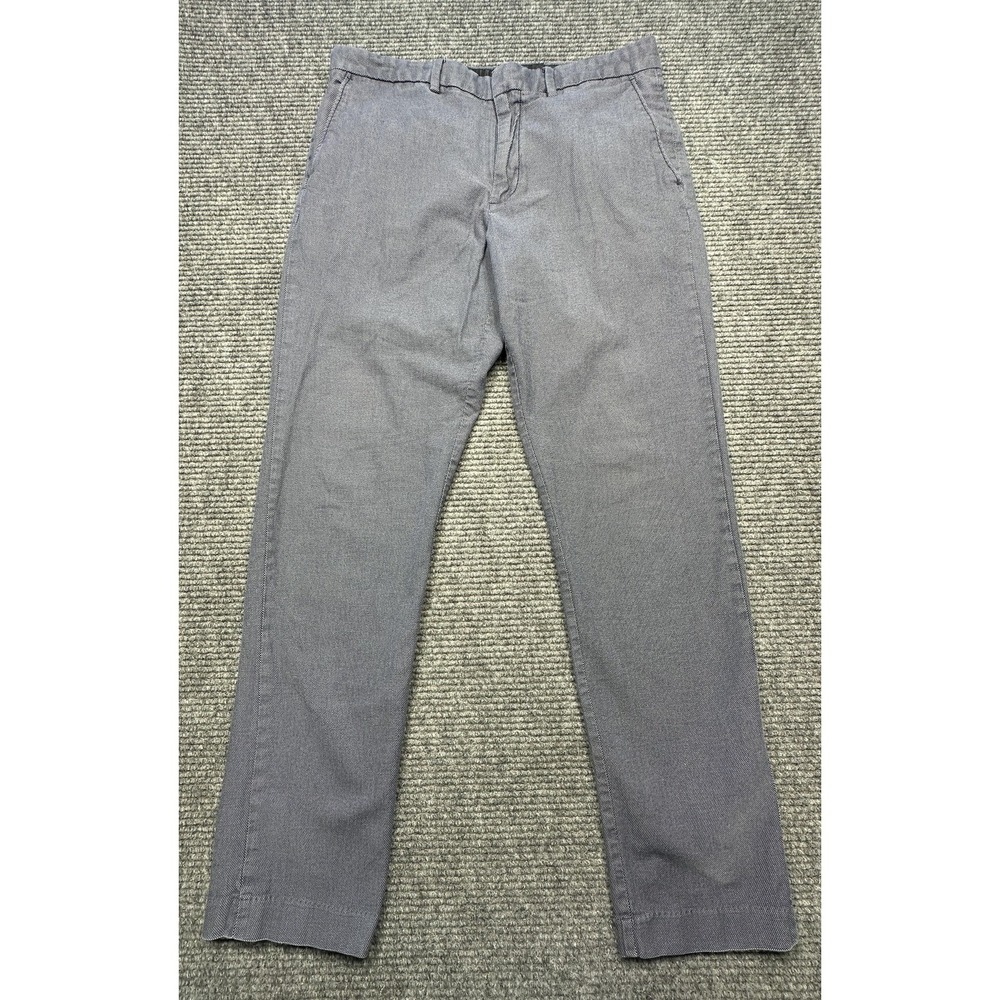 Nordstrom Mens Shop Pants Mens 32W Blue Gray Athletic Fit Non Iron Stretch Chino